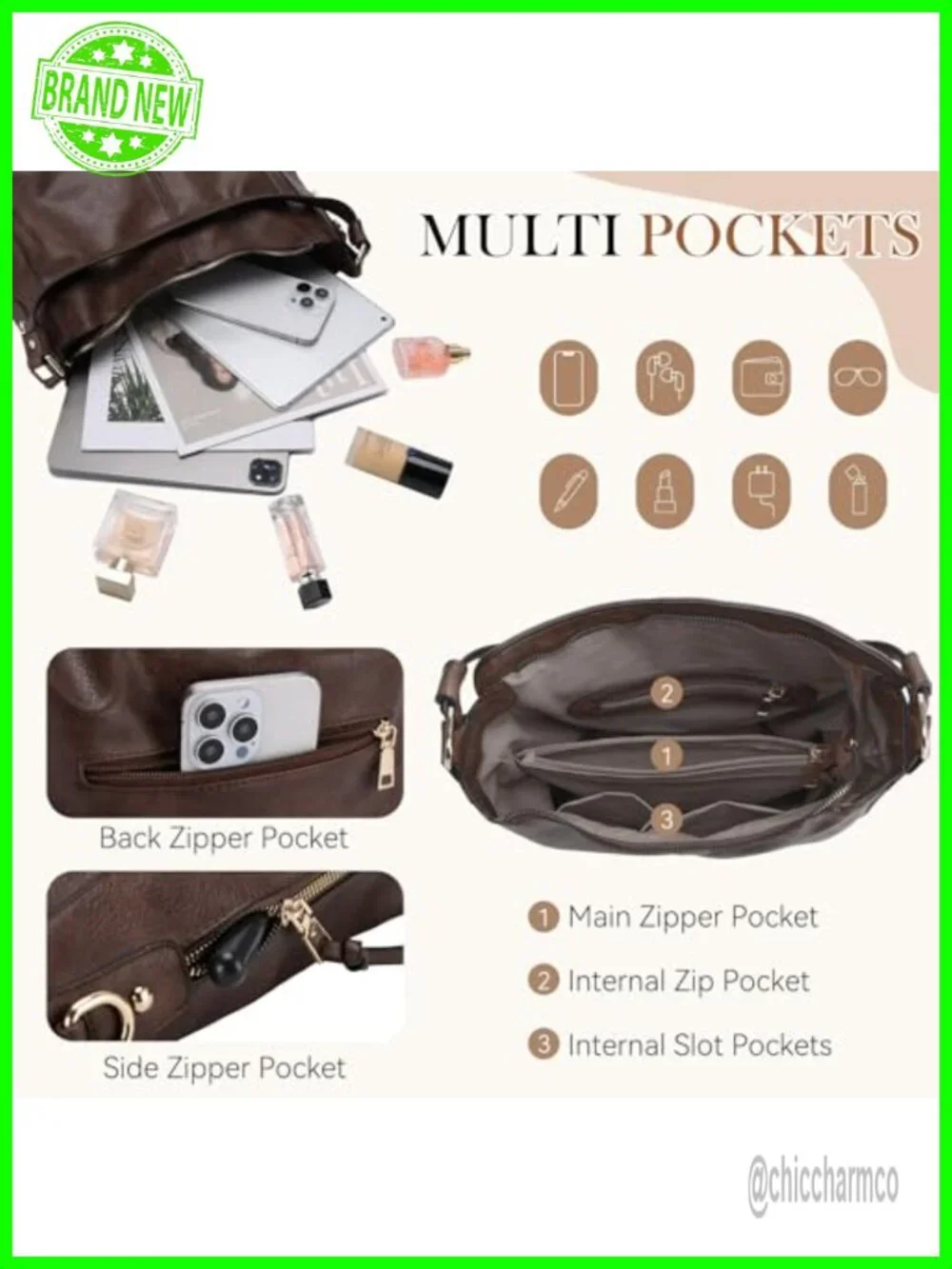 Faux Leather Hobo Shoulder Bag with Adjustable Strap for Women
